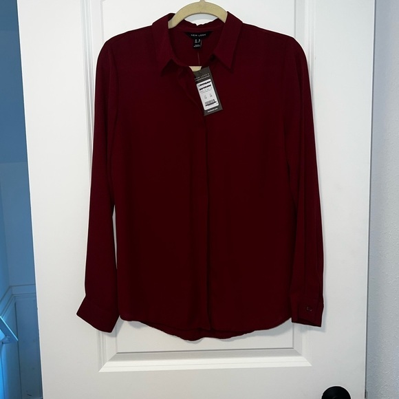 NWT New Look button through shirt- Burgundy Sold at ASOS - Picture 5 of 8